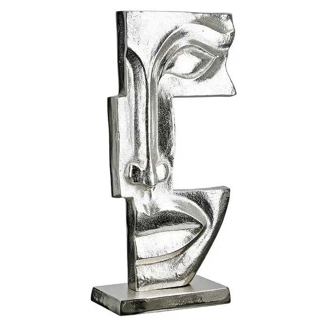 Elegante Skulptur mit abstraktem Gesicht "Big Lips", Antikfinish