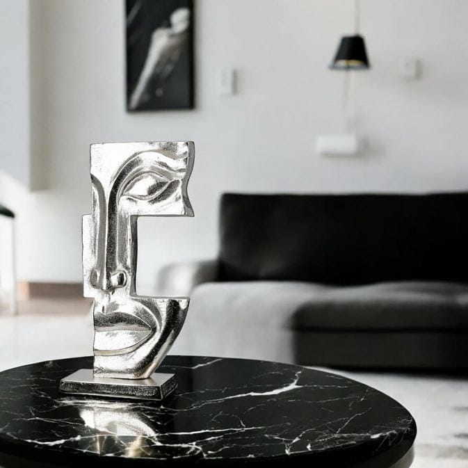 Elegante Skulptur mit abstraktem Gesicht "Big Lips", Antikfinish – Bild 5