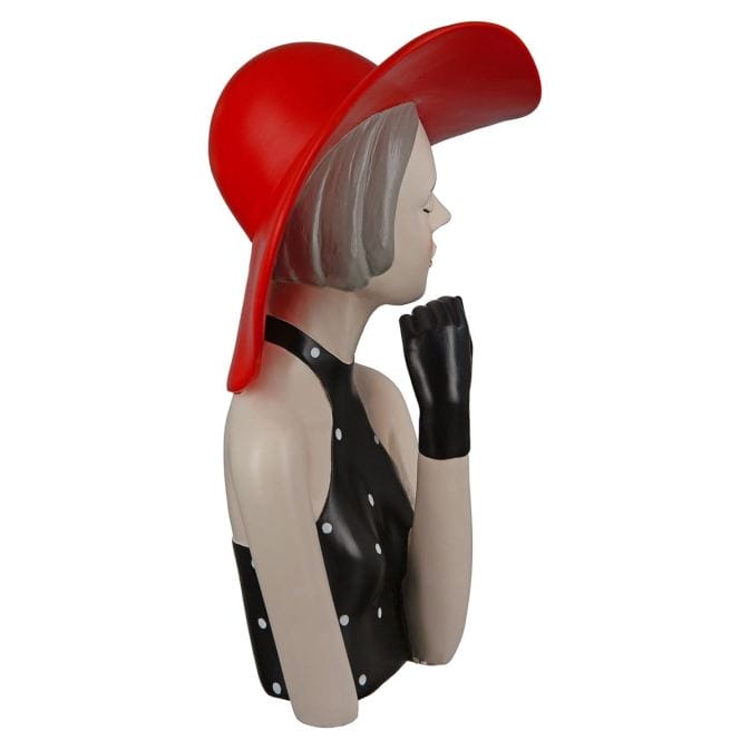 Elegant figure &quot;Lady with red hat&quot; made of polyresin - picture 3