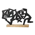 Abstrakte Skulptur "Acrobatics" mit Sockel, Mangoholz