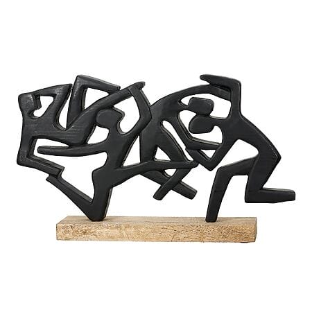 Abstrakte Skulptur "Acrobatics" mit Sockel, Mangoholz