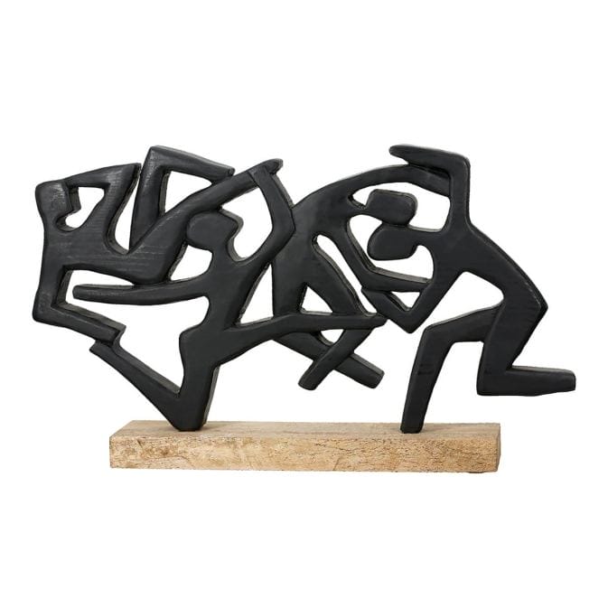 Abstrakte Skulptur "Acrobatics" mit Sockel, Mangoholz