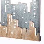 Wandrelief "City Skyline", Stadtmotiv mit strukturierter Oberfläche aus Metall – Bild 5
