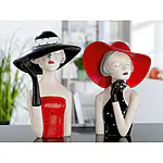 Elegante Figur "Lady mit rotem Hut" aus Polyresin – Bild 2
