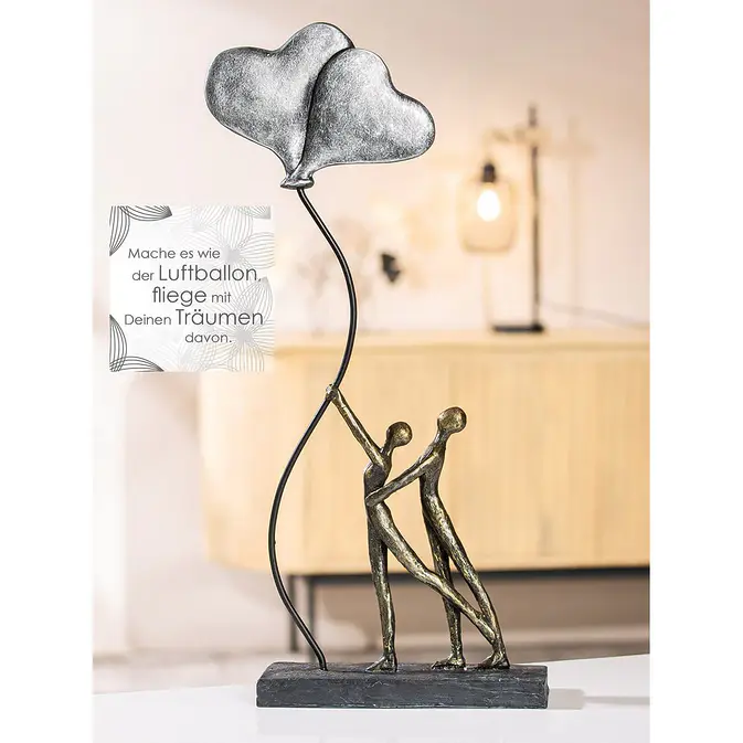 Pair sculpture &quot;Love Balloon&quot;, polyresin in antique finish-Fig. 2