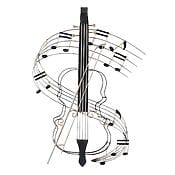 Violin's Melody - Metal wall object with violin Beautiful metal wall decoration featuring a violin and an elegant music stand.