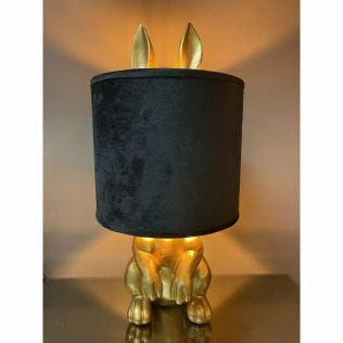 Luxe "Lucky Bunny" tafellamp met zwarte satijnen kap