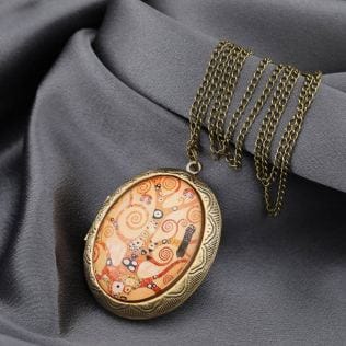 XL-Fotomedaillon "Lebensbaum von Klimt" inkl. Bronzekette und Fotoservice