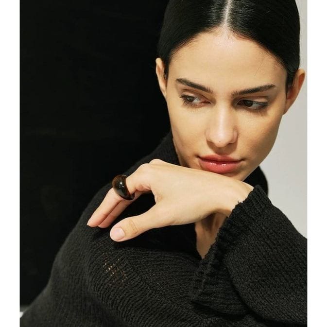 Minimalistischer, auffälliger Ring mit Tigeraugenstein, weißer Jade oder klarem Quarz – Bild 9