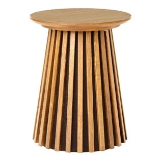 Runder Beistelltisch "Osaka" in Lamellendesign, Eichenfurnier auf MdF