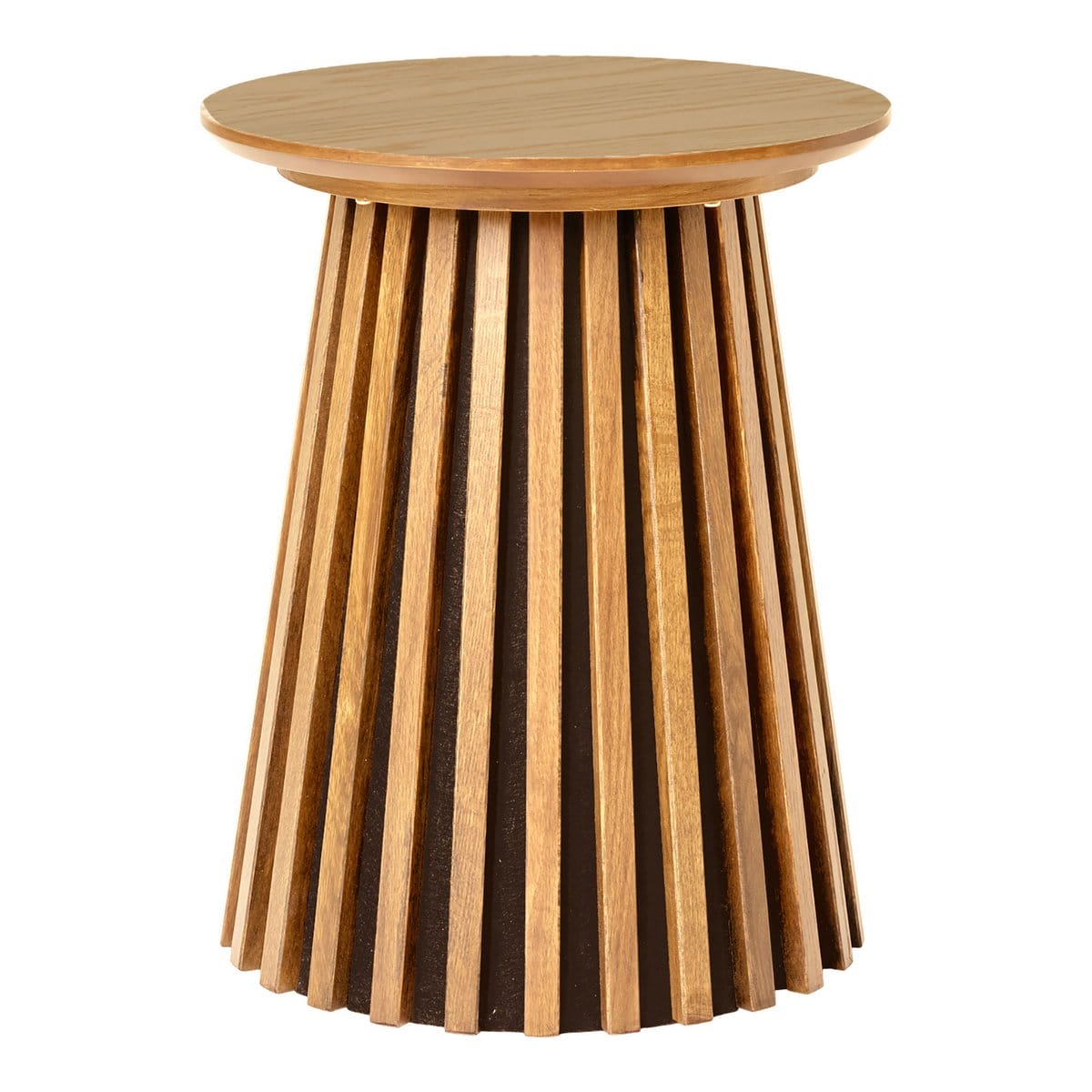 Runder Beistelltisch "Osaka" in Lamellendesign, Eichenfurnier auf MDF (natur) Runder Beistelltisch "Osaka" in Lamellendesign, Eichenfurnier auf MdF