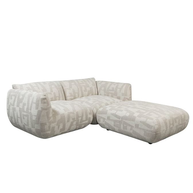 2,5-Sitzer Sofa "Amsterdam" mit Ottomane, Weiße Glyphen