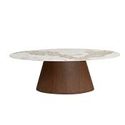 Timeless elliptical dining table with ceramic-marble surface Timeless elliptical dining table with ceramic-marble surface