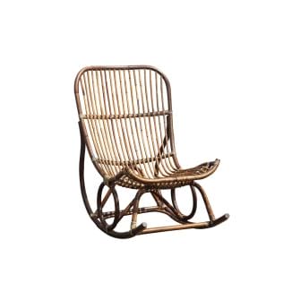 Handgefertigter Schaukelstuhl aus ungeschältem Rattan