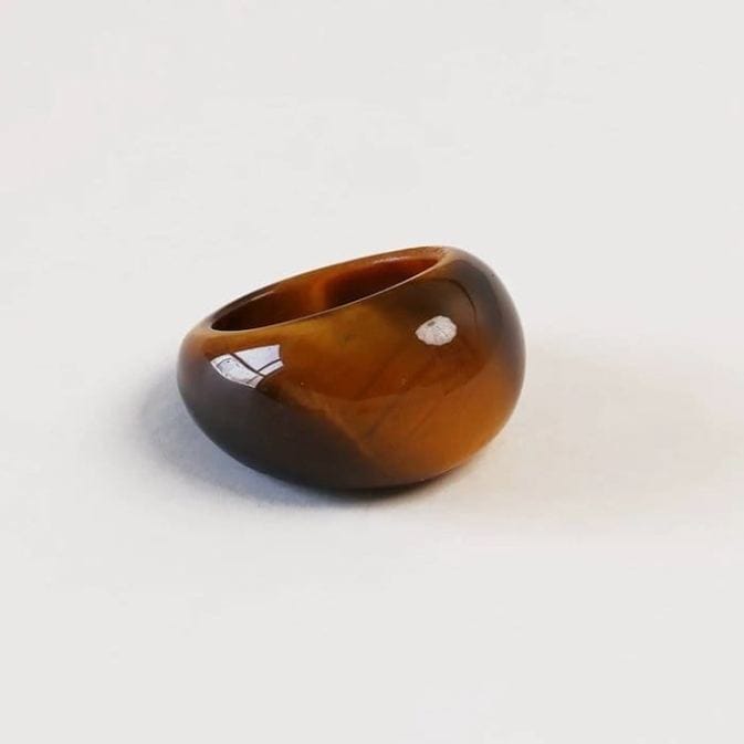 Minimalistischer, auffälliger Ring mit Tigeraugenstein, weißer Jade oder klarem Quarz – Bild 11