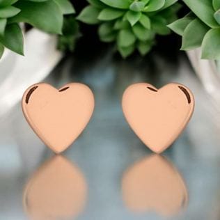 Gold-plated stud earrings "Mini Hearts", 925 sterling rose gold