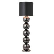 Lampada da terra "Globe XL" realizzata con sfere in metallo lucido e paralume nero satinato, antracite Lampada da terra "Globe XL" realizzata con sfere in metallo lucido e paralume nero satinato, antracite