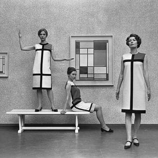 Mondrian fashion from Paris, dresses by Yves Saint Laurent, the models in the City Museum of The Hague