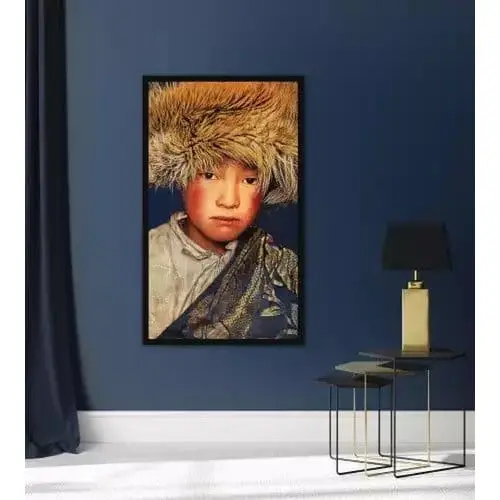 Gobelin-Wandteppich "Tibetischer Junge", fotorealistischer Kunstdruck, schallabsorbierend – Bild 2