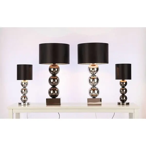 Mini Globe lamp made of polished metal on marble base, anthracite - Fig. 4
