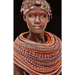 Tapisserie tissée à la main « Femme Samburu » (noire) de Mario Gerth, insonorisante