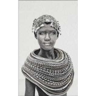 Handgewebter Gobelin-Wandteppich "Samburu Frau" (weiß) von Mario Gerth, schallabsorbierend