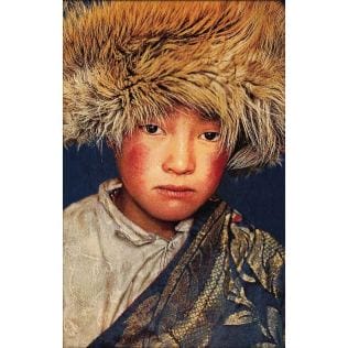 Gobelin-Wandteppich "Tibetischer Junge", fotorealistischer Kunstdruck, schallabsorbierend