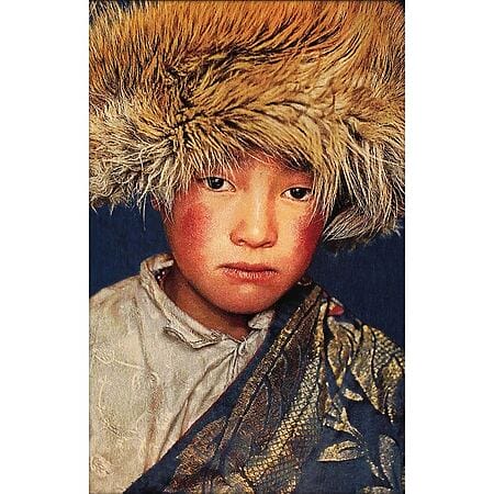 Gobelin-Wandteppich "Tibetischer Junge", fotorealistischer Kunstdruck, schallabsorbierend