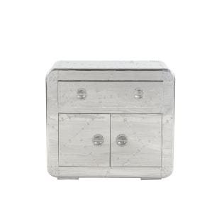 Commode vintage de style industriel, bois et aluminium