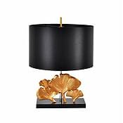 Luxuriöse Tischlampe "Flora" mit schwarzem Satinschirm Luxuriöse Tischlampe "Flora" mit schwarzem Satinschirm
