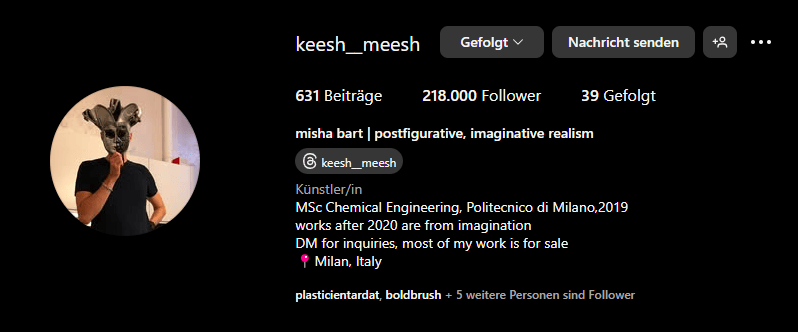 Künstler-Bio von @keesh__meesh auf Instagram
