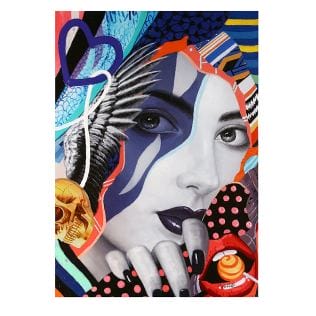 Pop art picture &quot;Lady with Lolly&quot;, hand painted on canvas