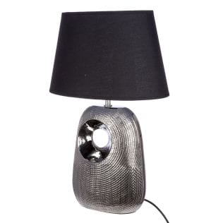 Ceramic table lamp &quot;Manisa&quot;, silver colors with black lampshade
