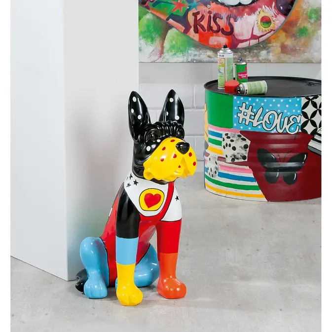 Bunte Poly-Hundeskulptur "Love Dot Doggy", Pop-Art-Stil mit Polka-Dots – Bild 2