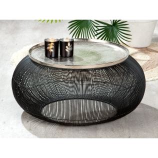 Modern table &quot;Puntual&quot; in a black grid look with aluminum table top