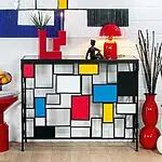 Sideboard "Mondrian", Glas-Metall-Mix, Hommage an Moderne Kunst – Bild 2