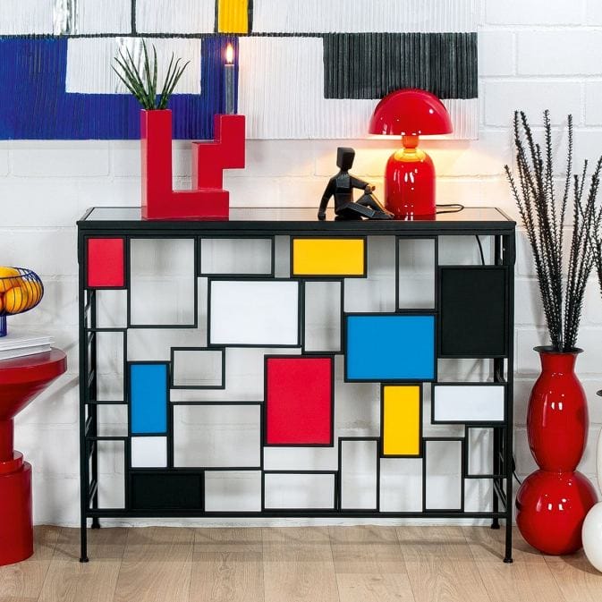 Sideboard "Mondrian", Glas-Metall-Mix, Hommage an Moderne Kunst – Bild 2