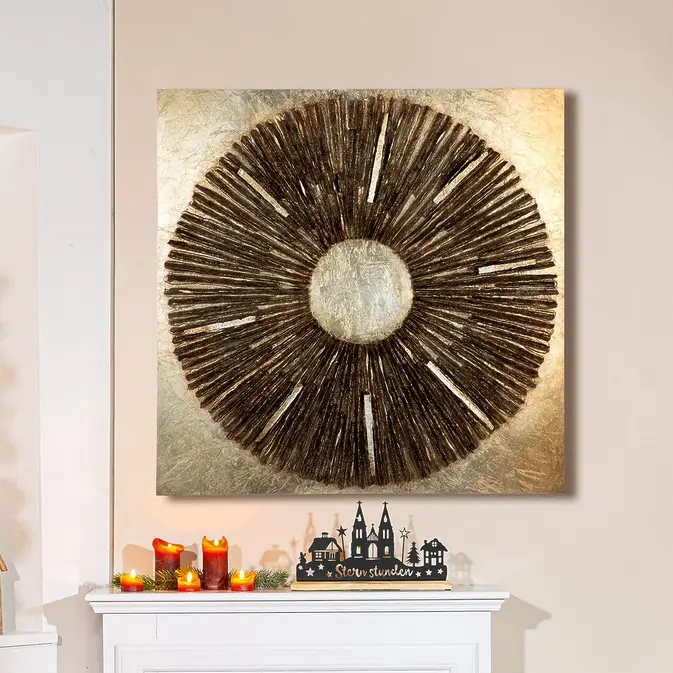 Luxurious mural &quot;Altinoh&quot; made of wood + synthetic resin, black and gold-Fig. 2