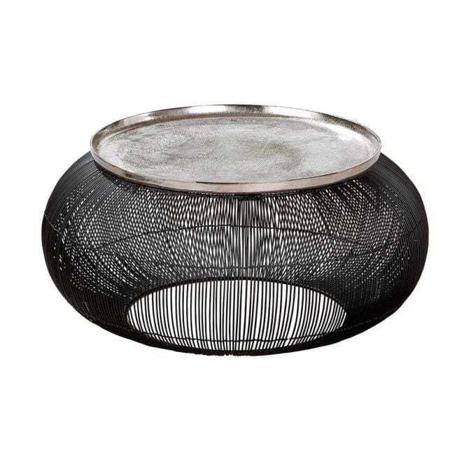 Moderner Tisch "Puntual" in schwarzer Gitteroptik mit Tischplatte aus Aluminium – Bild 2