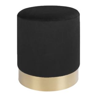 Upholstered stool &quot;Gamby&quot; with velvet cover in elegant black and gold color combination