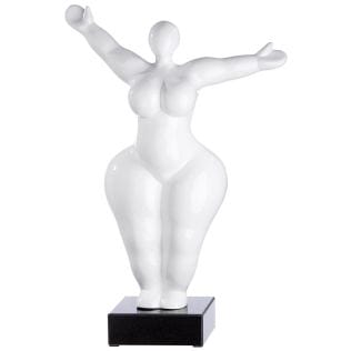 Abstrakte Aktskulptur "Lady Niki" aus Polyresin, weiß glänzend