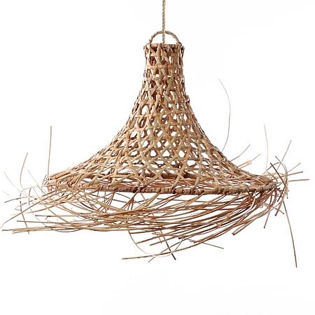 Coastal Boho Pendelleuchte "Mykonos" aus Rattan, Natur (Größe: L)