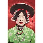 Handmade Tibelin wall carpet &quot;Tibetan girl&quot; by Steve McCurry, sound absorbing