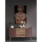 Handgewebter Gobelin-Wandteppich "Samburu Man" von Mario Gerth, schallabsorbierend – Bild 2