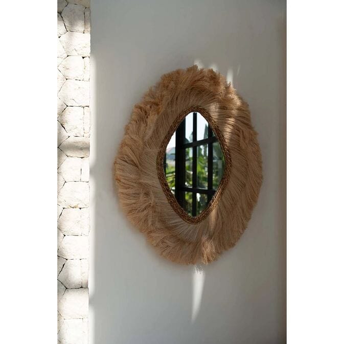 Coastal Bohemian Interior Wand mirrors "La Duchessa", Abacá fibers, nature-Image 3