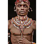 Handgewebter Gobelin-Wandteppich "Samburu Man" von Mario Gerth, schallabsorbierend