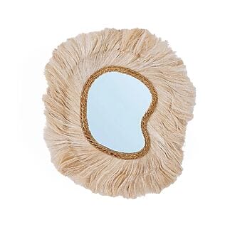 Coastal Bohemian Interior Wand mirrors "La Principessa", Abacá fibers, nature
