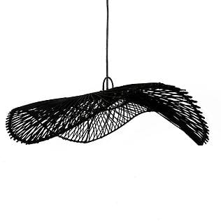 Rattan pendant lamp &quot;Chapeau&quot;, inspired by classic hat shapes (black)