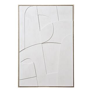 Relief canvas picture &quot;Pour Madeleine&quot;, minimalist wall decoration in white