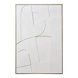Relief canvas picture &quot;Pour Madeleine&quot;, minimalist wall decoration in white